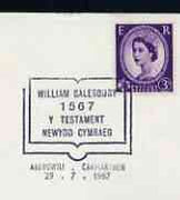 Postmark - Great Britain 1967 cover bearing illustrated slogan cancellation for William Salesbury (Welsh translator)