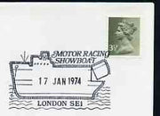 Postmark - Great Britain 1974 cover bearing illustrated cancellation for Motor Racing Showboat