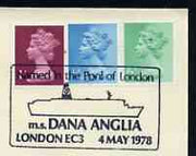 Postmark - Great Britain 1978 cover bearing illustrated cancellation for Naming of MS Dana Anglia in the Pool of London