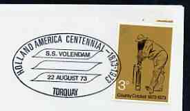 Postmark - Great Britain 1973 cover bearing special cancellation for Holland America Centennial - SS Volendam, Torquay