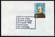 Postmark - Great Britain 1973 cover bearing illustrated slogan cancellation for Golden Jubilee of Darlington Rotary Club