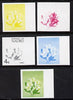 Nauru 1973 Plant (Denea) 4c definitive (SG 102) set of 5 unmounted mint IMPERF progressive proofs on gummed paper (blue, magenta, yelow, black and blue & yellow)