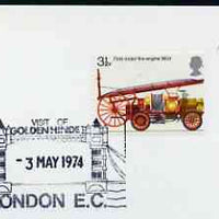 Postmark - Great Britain 1974 cover bearing illustrated cancellation for Visit of Golden Hinde to London (Showing Tower Bridge)