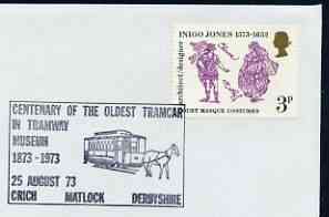 Postmark - Great Britain 1973 cover bearing illustrated cancellation for Centenary of Oldest Tramcar in Crich Tramway Museum