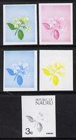 Nauru 1973 Plant (Rimone) 3c definitive (SG 101) set of 5 unmounted mint IMPERF progressive proofs on gummed paper (blue, magenta, yelow, black and blue & yellow)