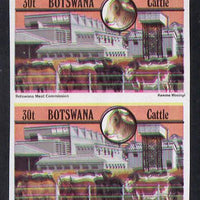 Botswana 1981 Meat Commission 30t (from Cattle Industry set) in unmounted mint imperf pair (also shows slight misplacement of colours) SG 501