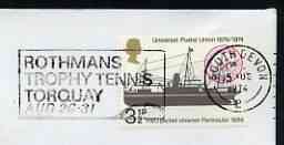 Postmark - Great Britain 1974 cover bearing slogan cancellation for Rothmans Trophy Tennis, Torquay