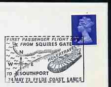 Postmark - Great Britain 1973 cover bearing illustrated cancellation for First Passenger Flight of SRN6 Hovercraft