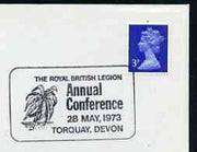 Postmark - Great Britain 1973 cover bearing illustrated cancellation for Royal British Legion Conference (Torquay)