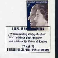 Postmark - Great Britain 1973 cover bearing special cancellation for Corps of Royal Engineers commemorating the builder of the Tower of London (BFPS)