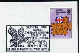 Postmark - Great Britain 1973 cover bearing illustrated cancellation for Culcheth High School Camping Expedition (showing an Eagle)