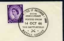 Postmark - Great Britain 1966 cover bearing illustrated cancellation for 900th Anniversary of Battle of Hastings