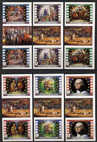 Lesotho 1982 George Washington set of 6 in unmounted mint imperf gutter pairs (SG 493-8)