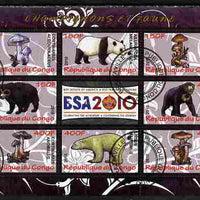 Congo 2010 Mushrooms & Fauna #01 perf sheetlet containing 8 values plus Scouts label fine cto used