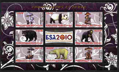 Congo 2010 Mushrooms & Fauna #01 perf sheetlet containing 8 values plus Scouts labels unmounted mint