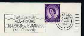 Postmark - Great Britain 1967 cover bearing slogan cancellation for 'Dial Carefully, All-figure Telephone Numbers