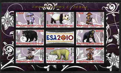 Congo 2010 Mushrooms & Fauna #01 imperf sheetlet containing 8 values plus Scouts label unmounted mint
