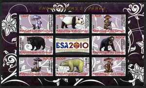 Congo 2010 Mushrooms & Fauna #01 imperf sheetlet containing 8 values plus Scouts label unmounted mint