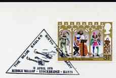 Postmark - Great Britain 1974 card bearing illustrated triangular cancellation for The Blue Eagles Sixth Anniversary