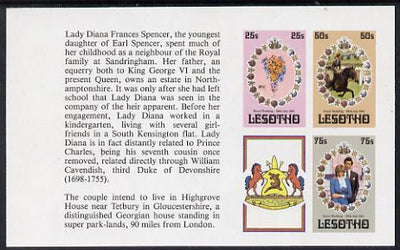 Booklet - Lesotho 1981 Royal Wedding set of 3 (plus label) in unmounted mint imperf booklet pane (SG 451b)