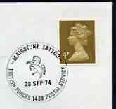 Postmark - Great Britain 1974 card bearing illustrated cancellation for Maidstone Tattoo (BFPS) showing a Rearing Horse