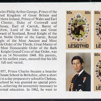 Booklet - Lesotho 1981 Royal Wedding 50s x 3 (plus label) in unmounted mint imperf booklet pane (SG 452a)
