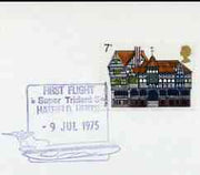 Postmark - Great Britain 1975 cover bearing illustrated cancellation for First Flight, Super Trident 3 (Hatfield)