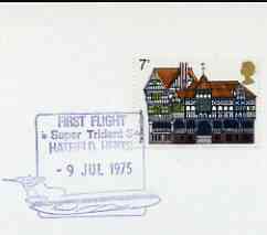 Postmark - Great Britain 1975 cover bearing illustrated cancellation for First Flight, Super Trident 3 (Hatfield)