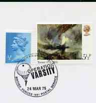 Postmark - Great Britain 1975 card bearing illustrated cancellation for 30th Anniversary of Operation Varsity (BFPS) showing a parachute