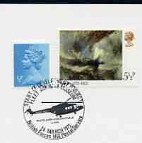 Postmark - Great Britain 1975 card bearing illustrated cancellation for Fleet Air Arm Museum (BFPS) showing a Westland Lynx Helicopter