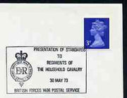 Postmark - Great Britain 1973 cover bearing illustrated cancellation for Presentation of Standards to Regiment of the Household Cavalry (BFPS)