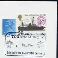 Postmark - Great Britain 1974 cover bearing illustrated cancellation for Royal Tournament (BFPS)
