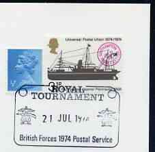 Postmark - Great Britain 1974 cover bearing illustrated cancellation for Royal Tournament (BFPS)