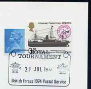 Postmark - Great Britain 1974 cover bearing illustrated cancellation for Royal Tournament (BFPS)