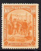 El Salvador 1893 Columbus - Departure from Palos 10p orange mounted mint SG 79