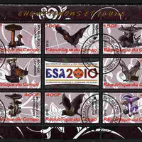 Congo 2010 Mushrooms & Fauna #02 perf sheetlet containing 8 values plus Scouts label fine cto used