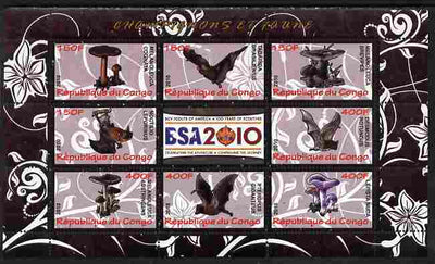 Congo 2010 Mushrooms & Fauna #02 perf sheetlet containing 8 values plus Scouts label unmounted mint