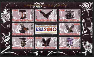 Congo 2010 Mushrooms & Fauna #02 perf sheetlet containing 8 values plus Scouts label unmounted mint