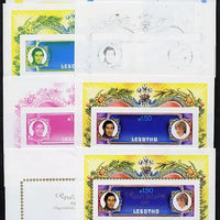 Lesotho 1981 Royal Wedding m/sheet (SG MS 454) the set of 8 imperf progressive proofs comprising the 5 individual colours plus 3 different combination composites incl completed design, extremely rare