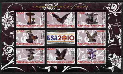 Congo 2010 Mushrooms & Fauna #02 imperf sheetlet containing 8 values plus Scouts label unmounted mint