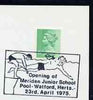 Postmark - Great Britain 1975 card bearing illustrated cancellation for Opening of Meriden School Pool