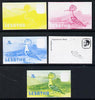Lesotho 1982 Hoopoe 75s the set of 5 imperf progressive proofs comprising the 4 individual colours, plus blue & yellow, scarce (as SG 510)