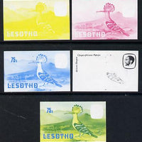 Lesotho 1982 Hoopoe 75s the set of 5 imperf progressive proofs comprising the 4 individual colours, plus blue & yellow, scarce (as SG 510)