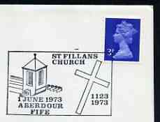 Postmark - Great Britain 1973 cover bearing illustrated cancellation for St Fillans Church