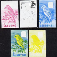 Lesotho 1982 Yellow Canary 7s the set of 5 imperf progressive proofs comprising the 4 individual colours, plus blue & yellow, scarce (as SG 505)