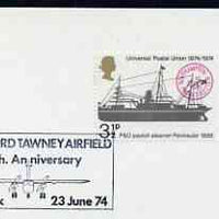 Postmark - Great Britain 1974 card bearing illustrated cancellation for Stapleford Tawney Airfield, 40th Anniversary