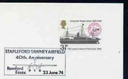 Postmark - Great Britain 1974 card bearing illustrated cancellation for Stapleford Tawney Airfield, 40th Anniversary