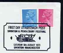 Postmark - Great Britain 1973 cover bearing illustrated cancellation for First Day Stagecoach Post, Swinton