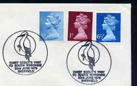 Postmark - Great Britain 1979 cover bearing illustrated cancellation for Chief Scout's Visit to South Yorkshire, showing a Woodpecker