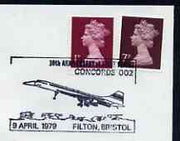 Postmark - Great Britain 1979 cover bearing illustrated cancellation for 10th Anniversary First Flight of Concorde 002, Filton
